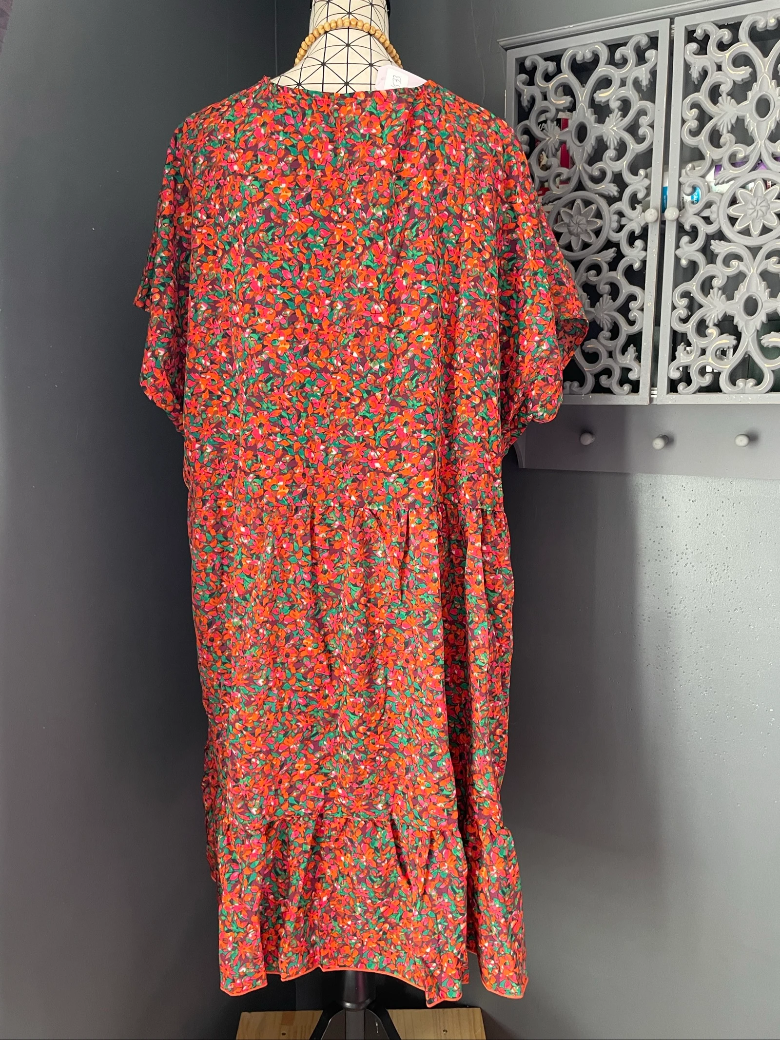 💖 robe fleurie multicolore grande taille 58 fluide bohème chic col cache-cœur 💖 – photo 7